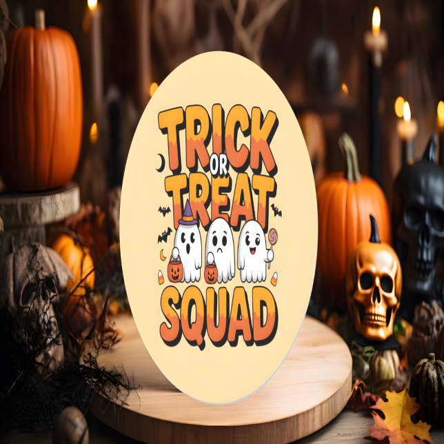 Cute Kawaii Retro Ghost Trick or Treat Halloween Classic Round Sticker (Creator Uploaded)