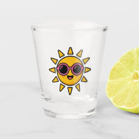 Cute Kawaii Retro Sun Wearing Pink Sunglasses Summ