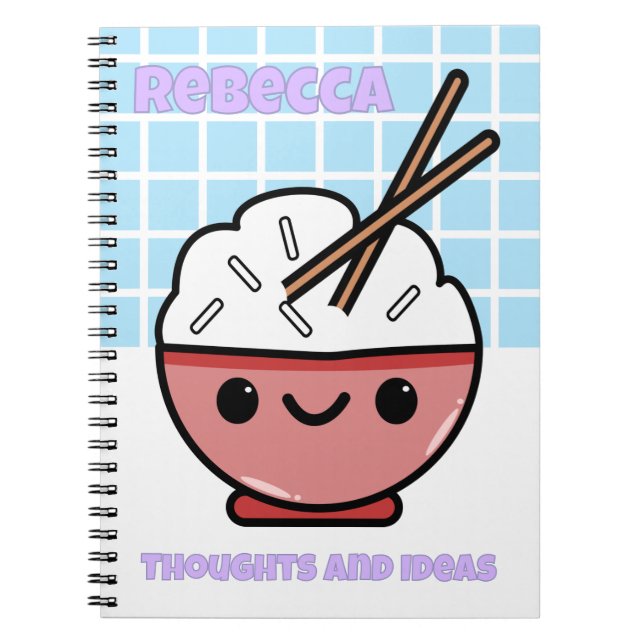Cute Kawaii Rice Bowl – Personalised  Notebook (Front)