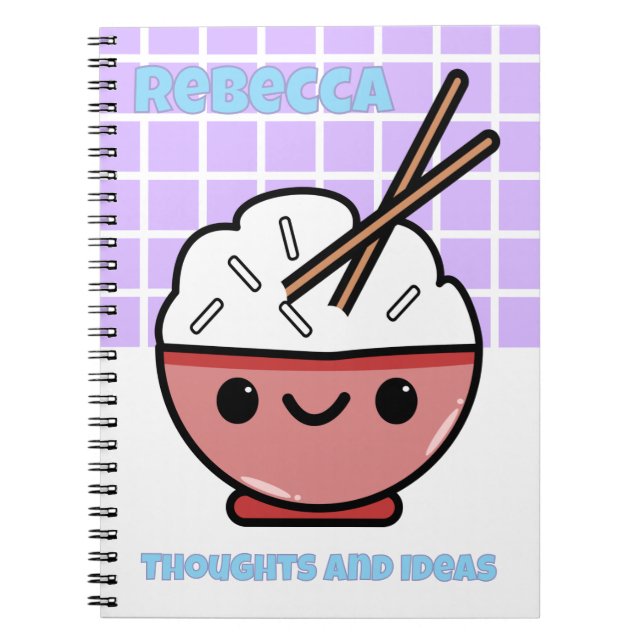 Cute Kawaii Rice Bowl – Personalised  Notebook (Front)