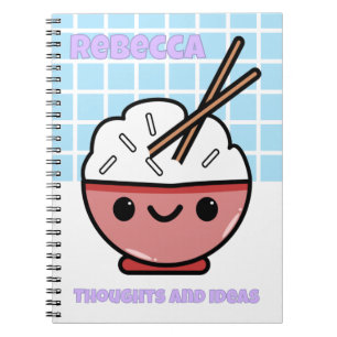 Cute Kawaii Rice Bowl – Personalized Notebook
