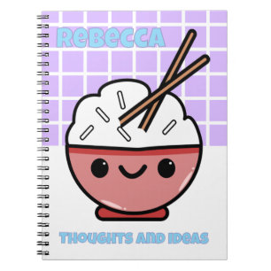 Cute Kawaii Rice Bowl – Personalized Notebook