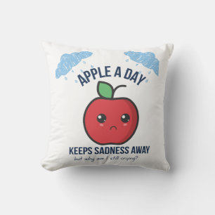 Cute Kawaii Sad Apple Pillow – Funny Fruit for Kid