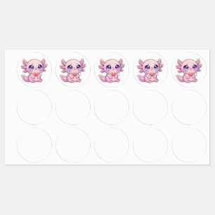 Cute Kawaii Sad Axolotl Crying with Broken Heart S