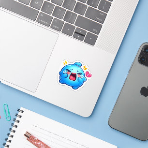 Cute Kawaii Sad Blue Slime Crying with Broken Hear