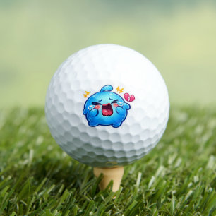 Cute Kawaii Sad Blue Slime Crying with BrokSticker Golf Balls