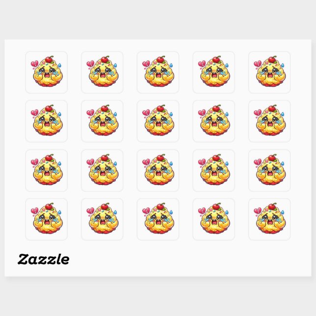 Cute Kawaii Sad Cupcake Crying with Broken Sticker (Sheet)