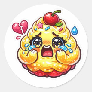 Cute Kawaii Sad Cupcake Crying with Broken Sticker