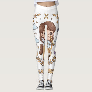 Cute Kawaii Sagittarius Zodiac Sign Leggings