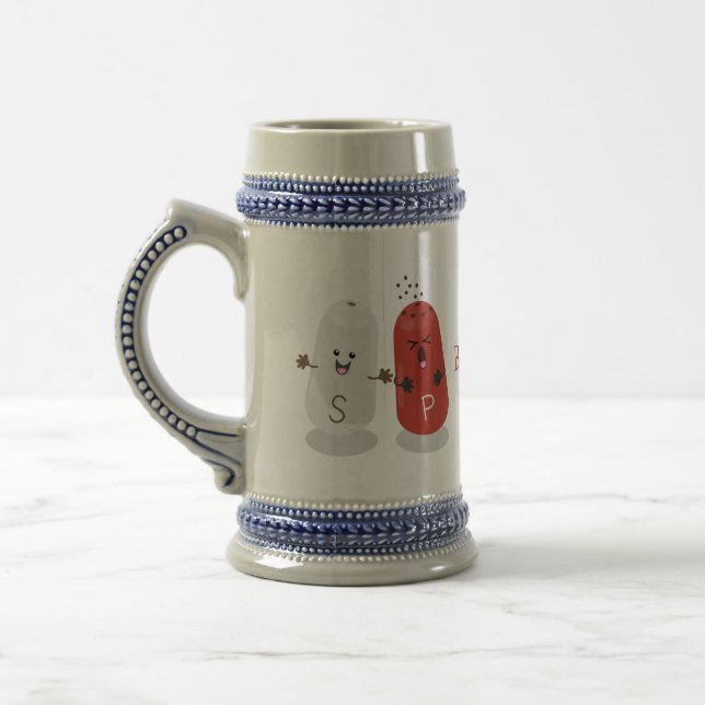 Cute kawaii salt and pepper shakers cartoon beer stein (Left)