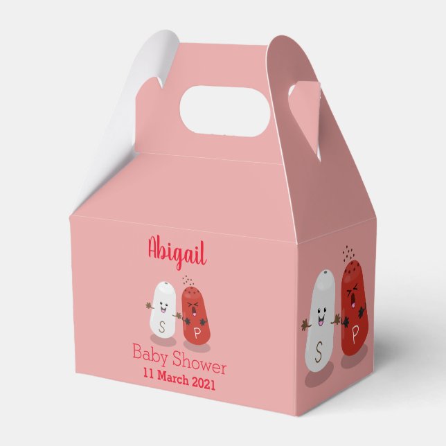 Cute kawaii salt and pepper shakers cartoon favour box (Front Side)