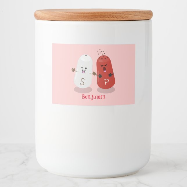 Cute kawaii salt and pepper shakers cartoon food label (Front)