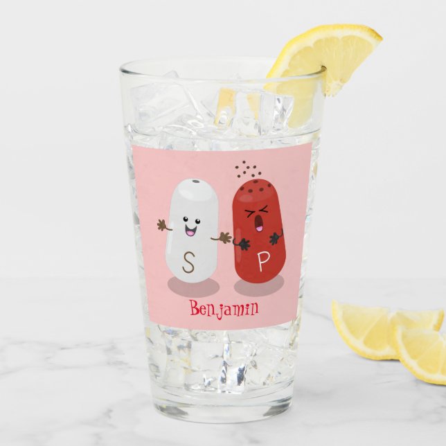 Cute kawaii salt and pepper shakers cartoon glass (Back Ice)