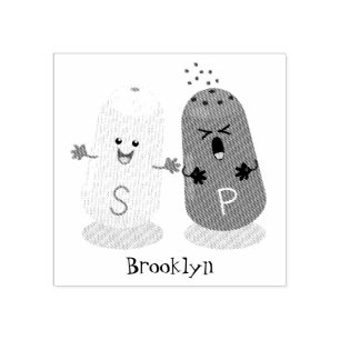 Cute kawaii salt and pepper shakers cartoon rubber rubber stamp