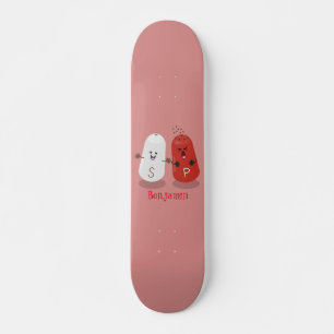 Cute kawaii salt and pepper shakers cartoon skateboard