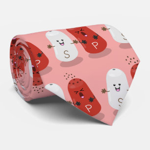 Cute kawaii salt and pepper shakers cartoon tie