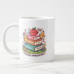 Cute Kawaii School Books Teacher Appreciation Large Coffee Mug