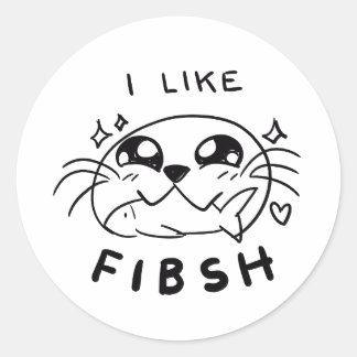 Cute Kawaii Seal Eating Fish Sticker