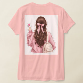 Cute Kawaii Selfie Girl Sticker T-Shirt Design