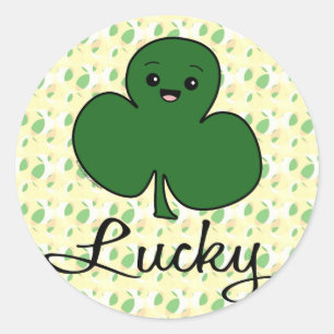 Cute Kawaii Shamrock Classic Round Sticker