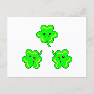 Cute & Kawaii Shamrocks St. Patrick's Day Holiday Postcard