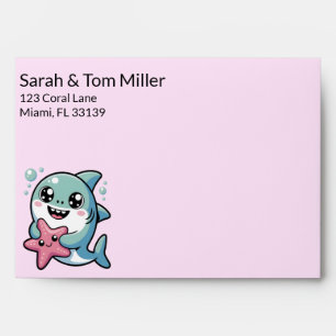 Cute Kawaii Shark and Starfish Sweet Invitation Envelope