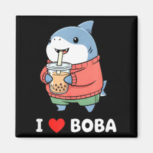 Cute Kawaii Shark Boba Tea Funny Bubble Tea Lover  Magnet