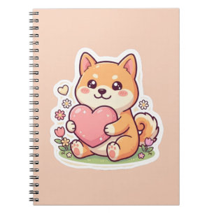 Cute Kawaii Shiba Inu Dog Heart Spiral Notebook