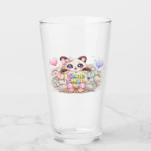 Cute Kawaii Shop Small Business Cat Pastel Pink Fl Glass