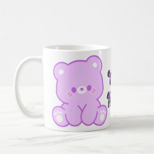 Cute Kawaii Sitting Pastel Purple Teddy Bear Mug