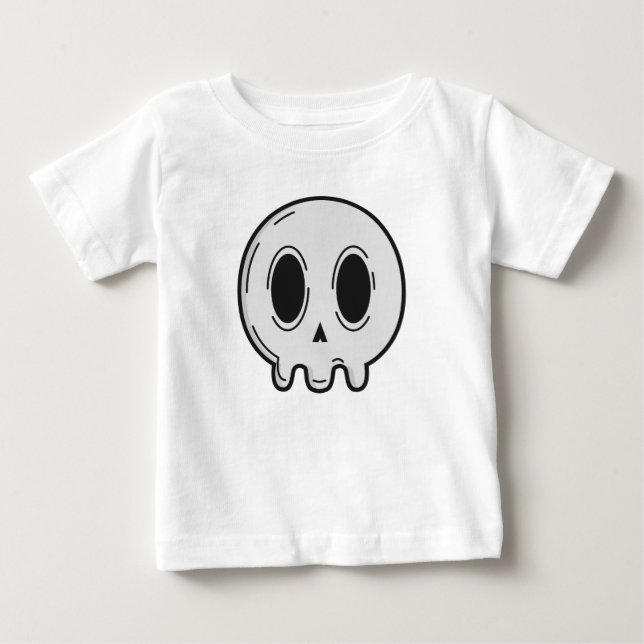 Cute Kawaii Skull Graphic Baby T-Shirt Minimalist  (Front)
