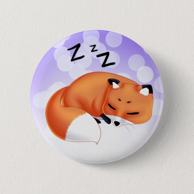 Cute Kawaii Sleeping cartoon fox 6 Cm Round Badge (Front)