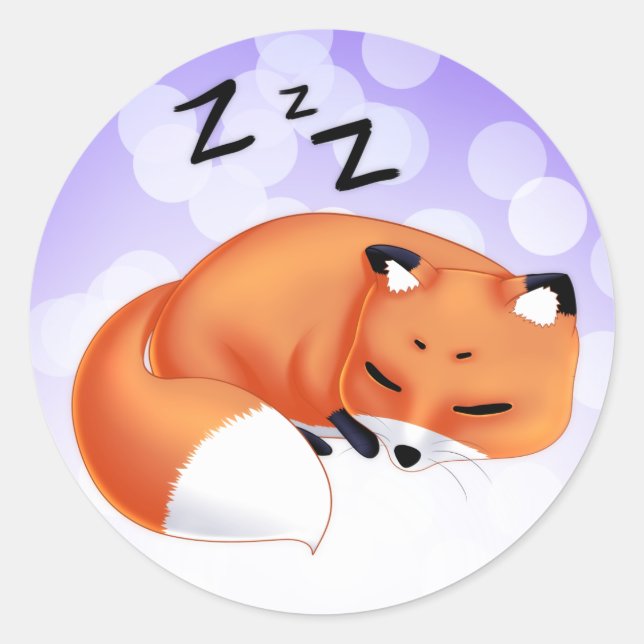 Cute Kawaii Sleeping cartoon fox Classic Round Sticker (Front)
