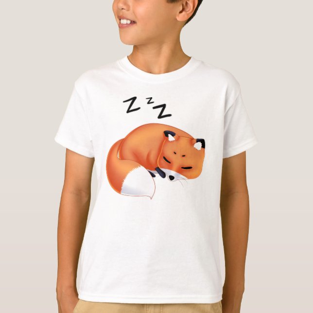 Cute Kawaii Sleeping cartoon fox T-Shirt (Front)