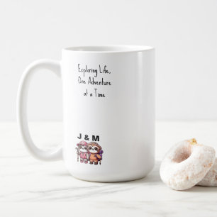 Cute Kawaii Sloth Couple Adventure Hiking Coffee Mug
