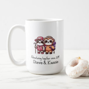 Cute Kawaii Sloth Couple Adventuring Together  Coffee Mug