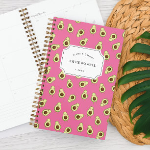 Cute Kawaii Smiling Avocado Pattern Personalised Planner