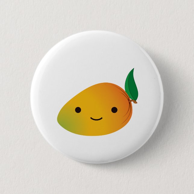 Cute Kawaii Smiling Mango 6 Cm Round Badge (Front)