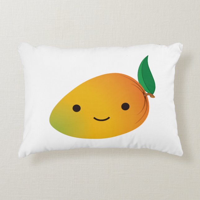 Cute Kawaii Smiling Mango Decorative Cushion (Front)