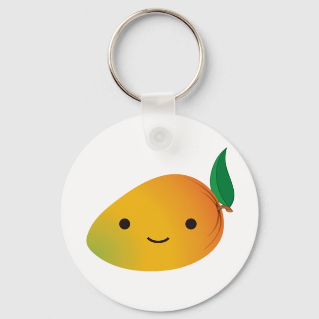 Cute Kawaii Smiling Mango Key Ring (Front)
