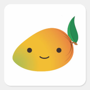 Cute Kawaii Smiling Mango Square Sticker