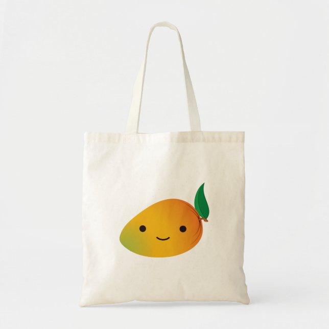 Cute Kawaii Smiling Mango Tote Bag (Front)