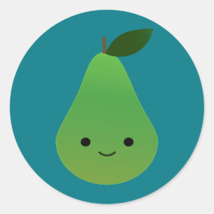 Cute kawaii Smiling Pear Classic Round Sticker