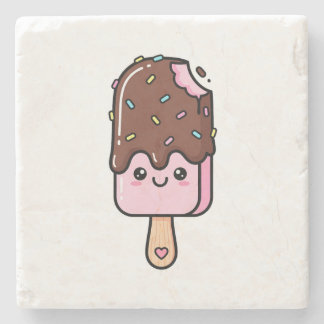 Cute Kawaii Smiling Popsicle Stone Coaster
