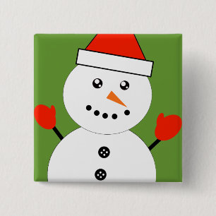 Cute Kawaii Snowman 15 Cm Square Badge