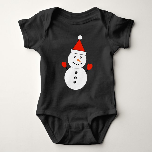Cute Kawaii Snowman Cami Baby Bodysuit (Front)