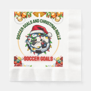 Cute Kawaii Soccer Ball Christmas Hat Xmas Napkin