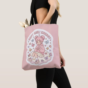 Cute Kawaii Soft Girl Energy Pastel Pink Tote Bag