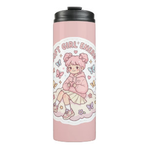 Cute Kawaii Soft Girl Energy Pastel Pink Travel  Thermal Tumbler