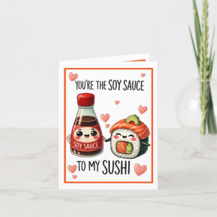 Cute Kawaii Soy Sauce and Sushi Thank You Card